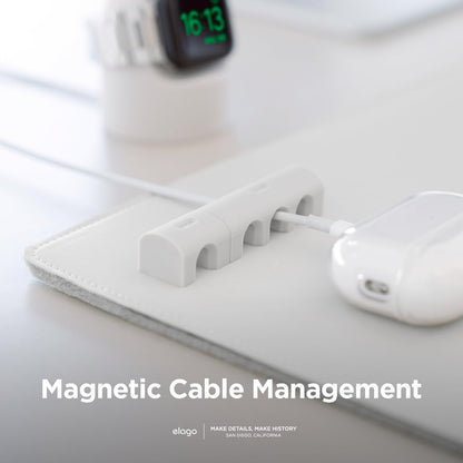 elago Magnetic Cable Management Organize 4 Cables, Powerful Magnets, Wire Holder Keeper Organizer Phone Home Office Desk Compatible with Magnetic Pad (1 Slot +3 Slot Set)[Stone]