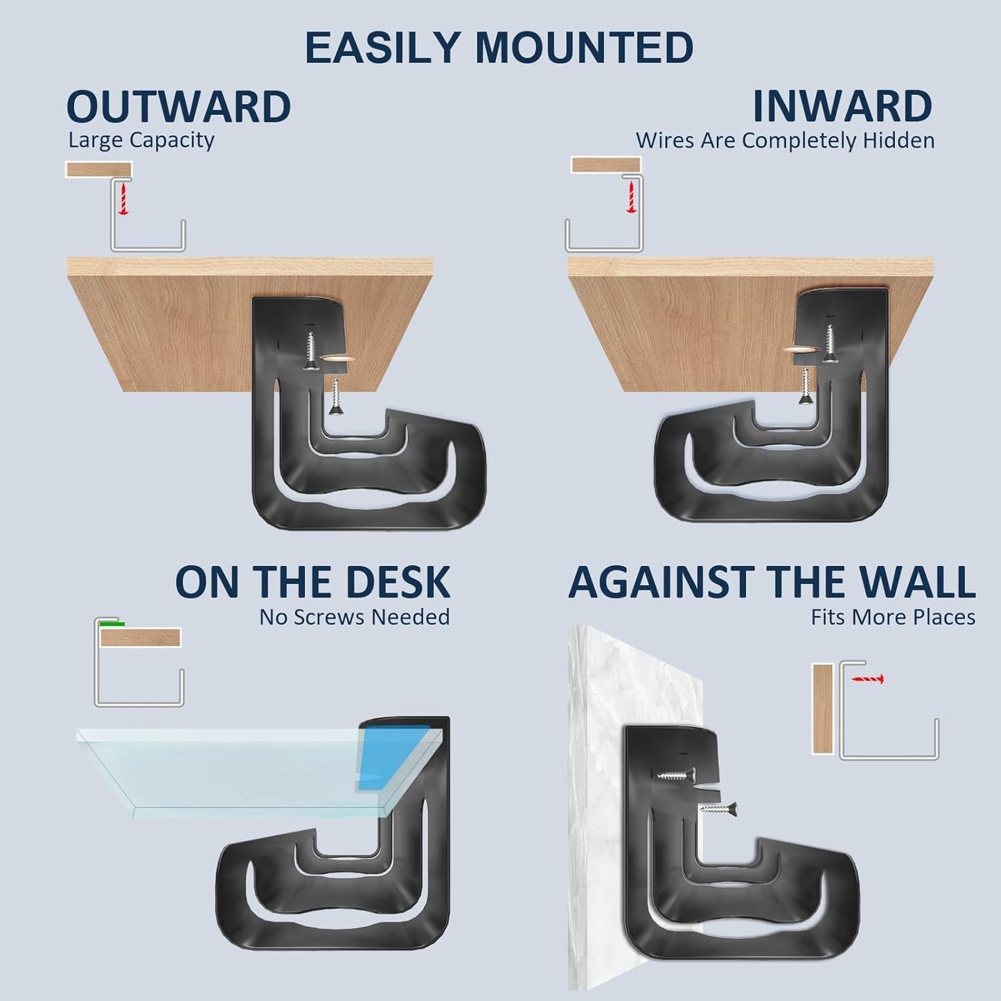 ForgeNest Cable Management Under Desk Electrical Wire Tray 16'' Perfect Standing Desk Cable Organizer to Hide Cables&Power Strips for Home Office Dorm Bathroom and More Rack
