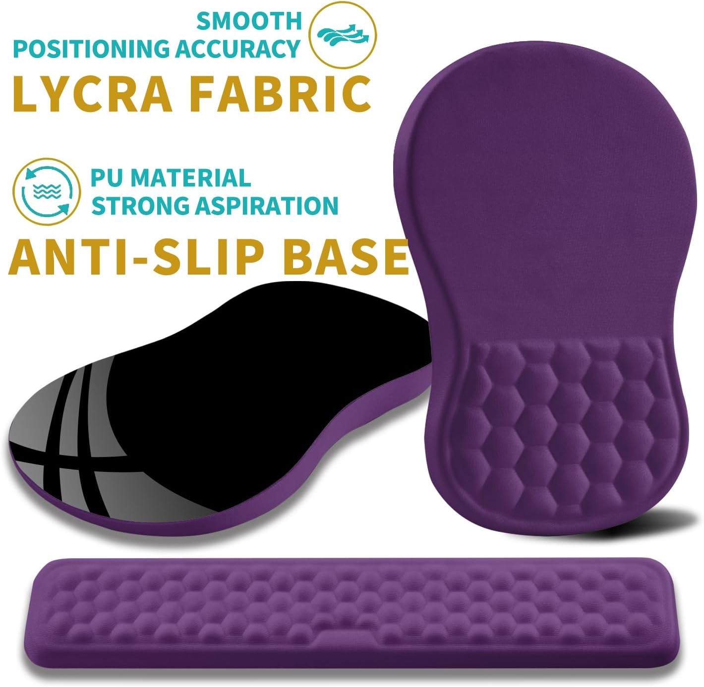 Hokafenle 2 in 1 Ergonomic Mouse Pad Wrist Support & Wrist Rest for Computer Keyboard Set, with Relieve Carpal Tunnel Pain Massage Bulge and Full Memory Gel Design (2In1 Set, Light Green)