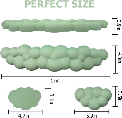 Ergonomic Keyboard Wrist Rest, PU Leather Memory Foam Cloud Wrist Rest for Computer Keyboard, Mouse Wrist Rest and Keyboard Pad for Gaming, Office, Computer, Laptop, Typing Pain Relief, Pastel Pink