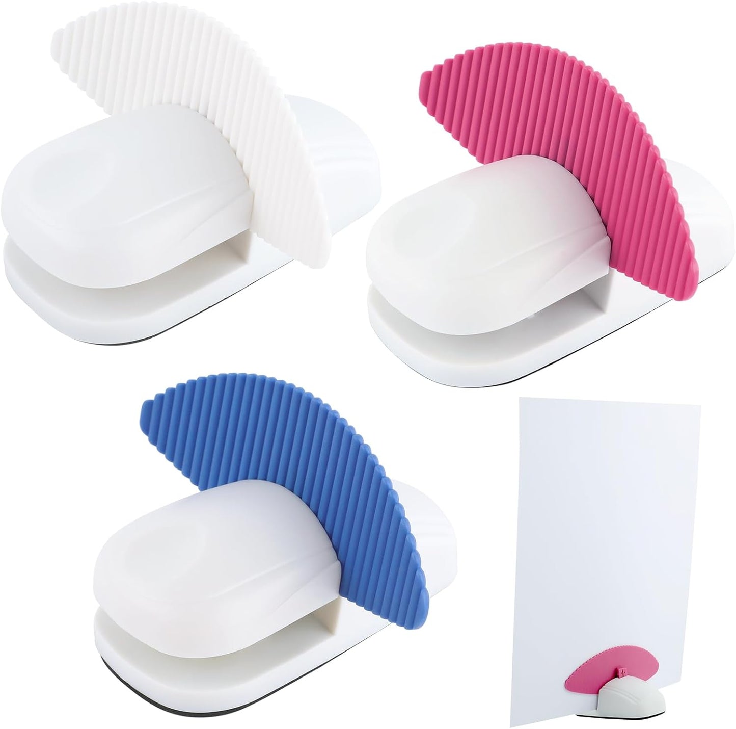 3 Pcs Paper Holder Stand for Typing, Non-Slip Desktop Document Holder with Desktop Clamp and Anti-Slip Pads, Portable Copy Stand for A4 Paper Documents, Office Typing Reading, White Blue Red