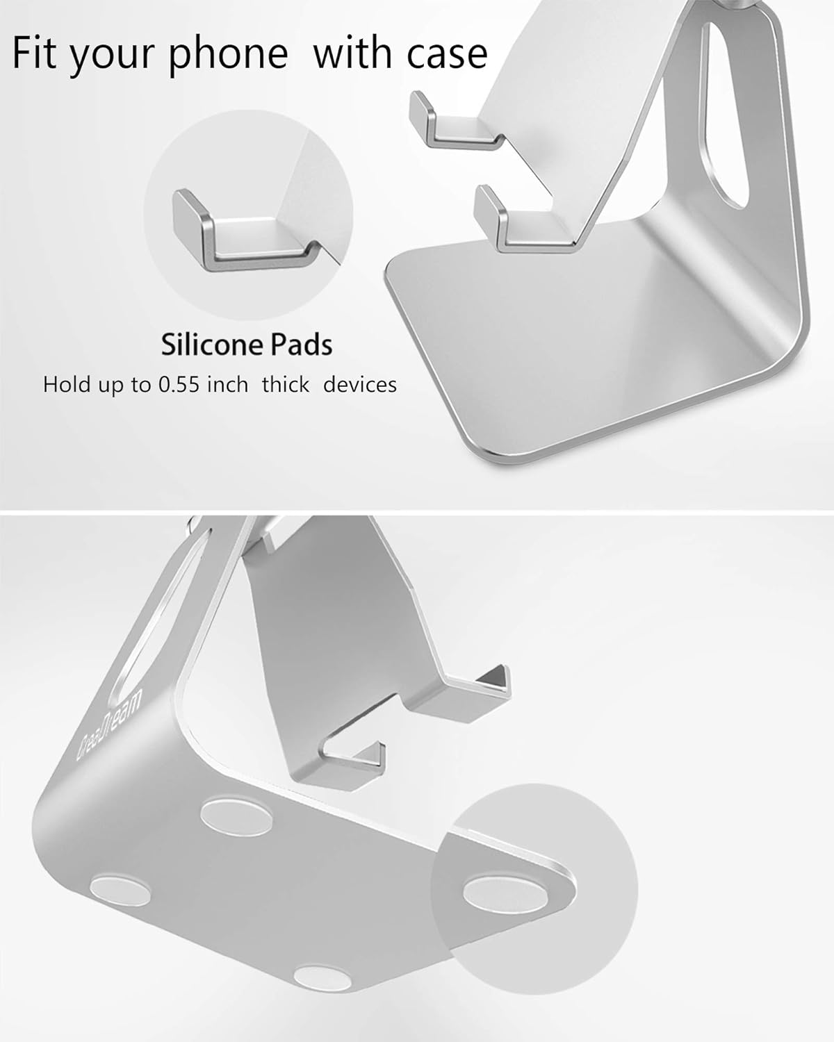 CreaDream Adjustable Cell Phone Stand, Phone Stand, Cradle, Dock, Holder, Aluminum Desktop Stand Compatible with Phone 16 15 14 13 12 11 Pro Max Plus SE, Accessories Desk, All Mobile Phones-Rose Gold