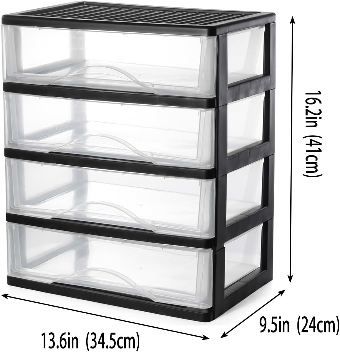 BYCY Medium 3 Drawer Plastic Clear Stacking Desktop Organizer for Office Supplies, Stackable Storage Drawers Storage Bins For Kitchen Cabinets, Pantry, Home Organization (Black, Medium 3Drawer)