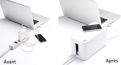 Bluelounge CableBox Mini Cable Management with Small Surge Protector, Black (CBM-BL)