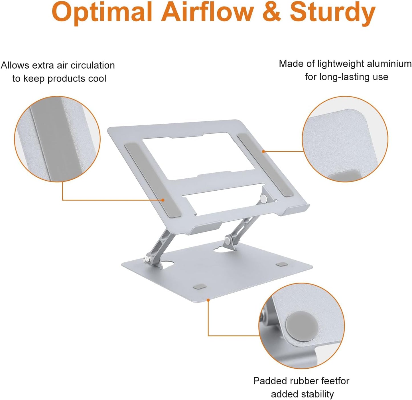 Ergonomic Laptop Stand for Desk, Adjustable Fits All Laptops and Notebooks up to 17 Inch Aluminum Alloy,Steel, Ultra-Thin,Ventilated Cooling Notebook Mount.