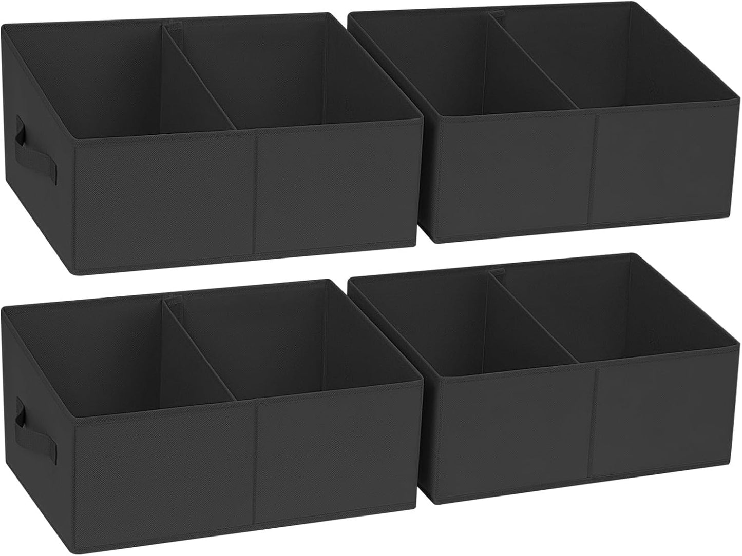 DIMJ Closet Storage Bins, 6 Pack Storage Baskets for Shelves, Foldable Closet Organizer with Handle, Linen Closet Organizers and Storage for Clothes, Toys, Towel, Books (Black)