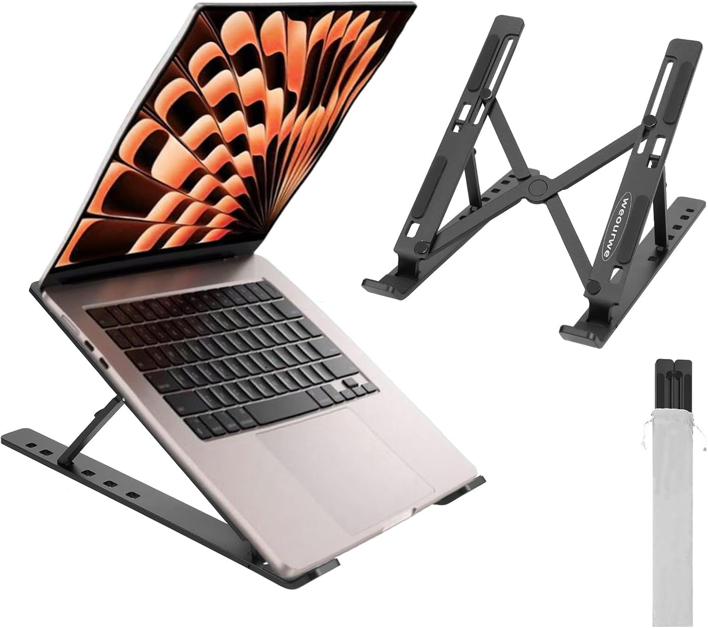 Ergonomic and Foldable Laptop Stand for Desk, Adjustable Riser, Fits All Laptops and Notebooks up to 17,Ultra-Thin,Ventilated Cooling,ABS+Silicone,Silver.