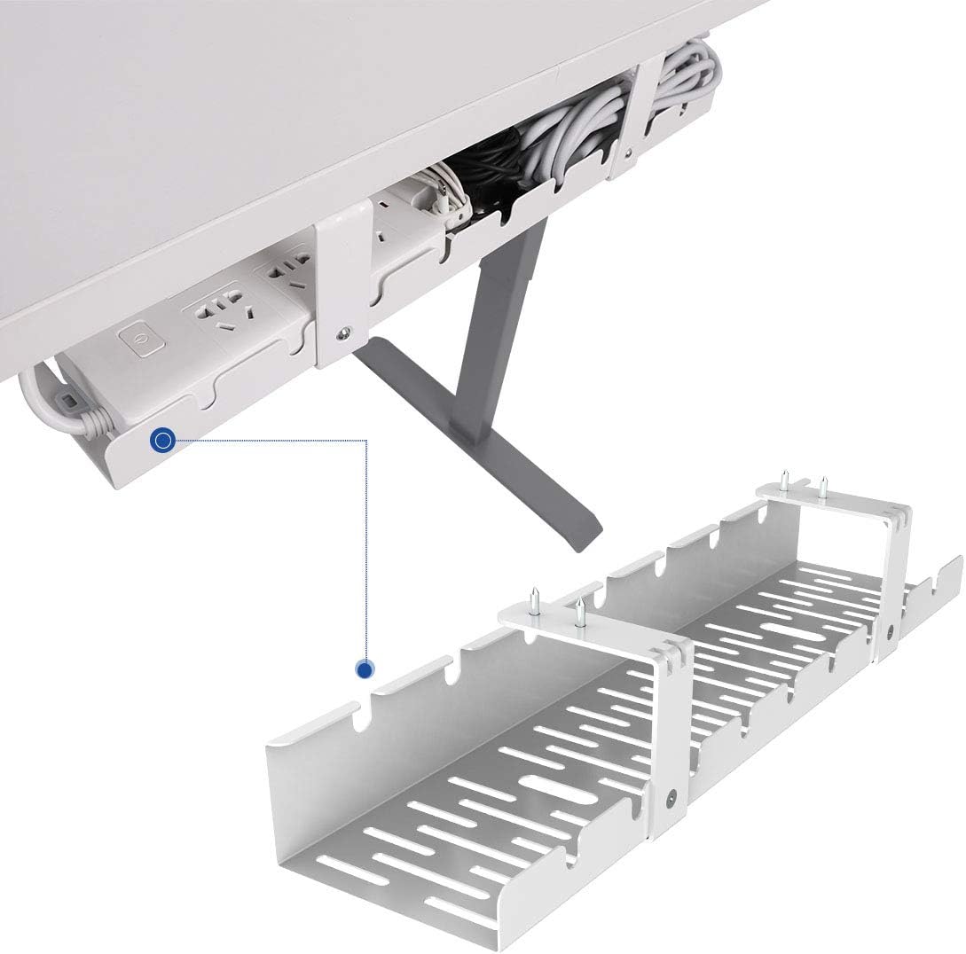 FLEXISPOT Under Desk Cable Management Tray, Metal Raceway Wires Cable Tidy Organizer, Office and Home Cable Tray Use for Standing Desk (Black)