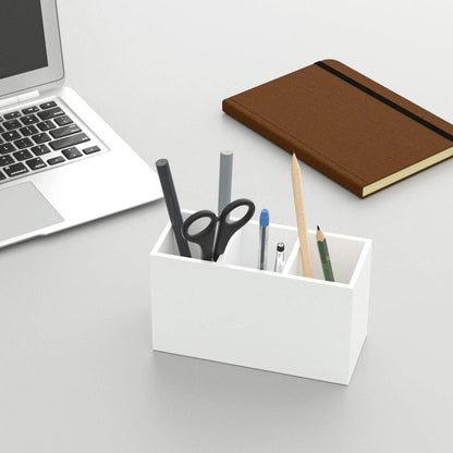 NIUBEE Acrylic Pen Holder 4 Compartments, Clear Pencil Organizer Cup for Countertop Desk Accessory Storage