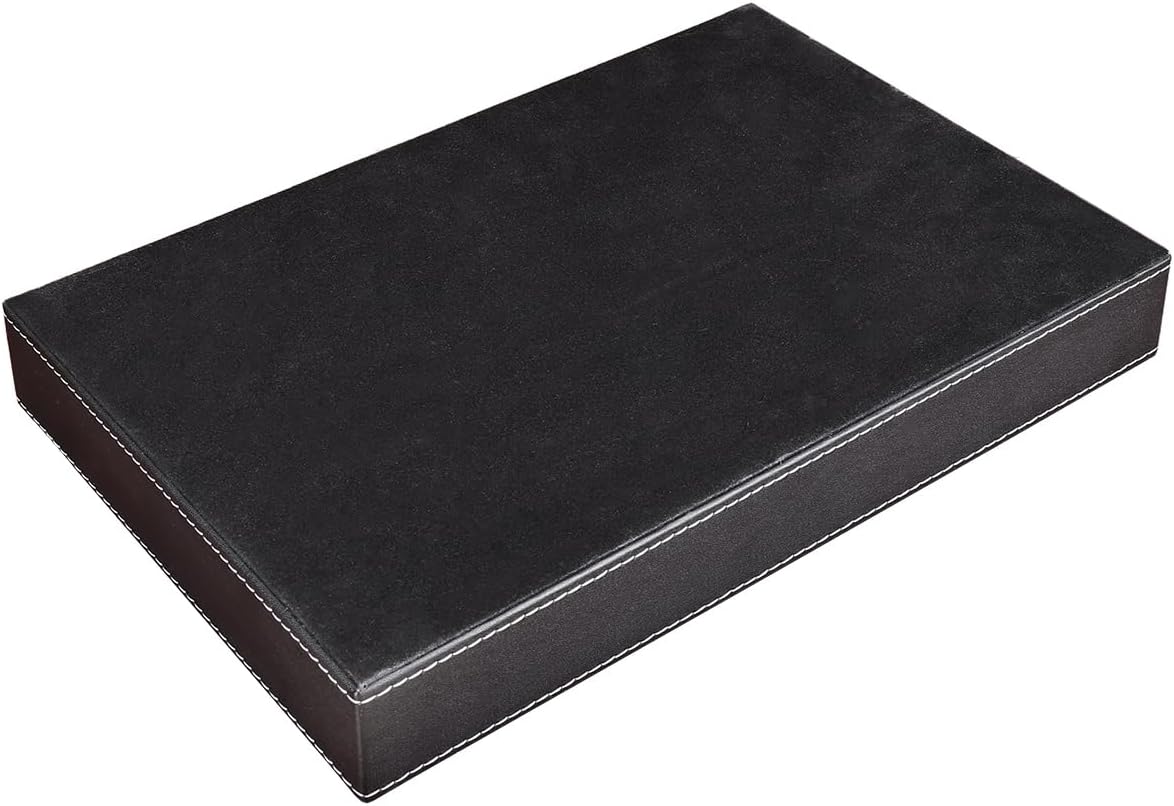 KINGFOM Pu Leather Desk Organizer Tray, 4 Compartment Office Storage Supplies Stationery Drawer Tray, Nightstand Bedside Tray for Key, Wallet, Watch, Coin, Phone Valet Tray Stackable