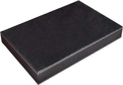 KINGFOM Pu Leather Desk Organizer Tray, 4 Compartment Office Storage Supplies Stationery Drawer Tray, Nightstand Bedside Tray for Key, Wallet, Watch, Coin, Phone Valet Tray Stackable