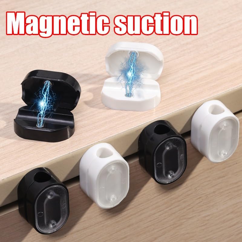 Portable Magnetic Cable Clips Self Adhesive Power Cord Organizer Home Office Car Cables Organizers,3 * 2 * 1.5cm (White-3PCS)