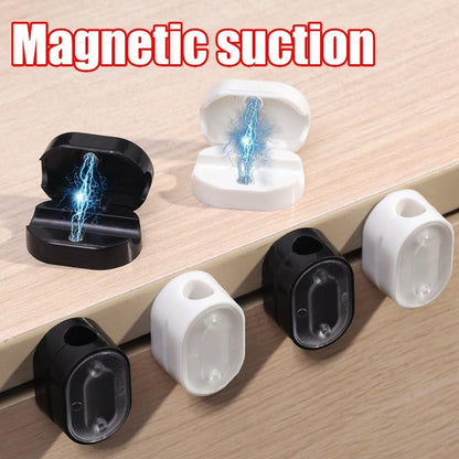 Portable Magnetic Cable Clips Self Adhesive Power Cord Organizer Home Office Car Cables Organizers,3 * 2 * 1.5cm (White-3PCS)