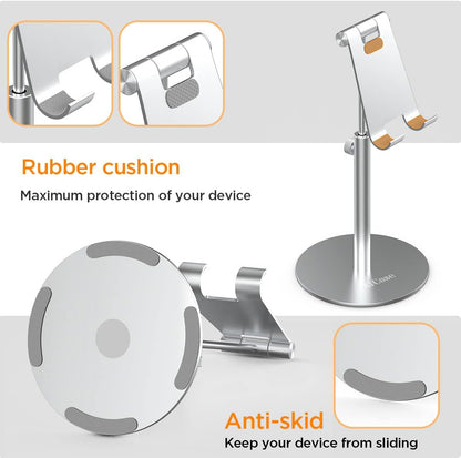 AICase Telescopic Adjustable iPad Holder,Universal Multi Angle Aluminum Stand Compatible with iPhone Smart Cell Phone/Tablet/iPad(4-13 inch), Silver