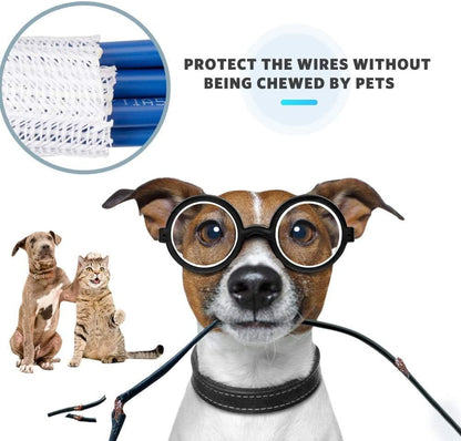 AGPTEK White Cable Sleeve, 2 Pack 5ft - 1.2 Inch Cable Management, Desk Cord Cover Organizer Wire Hider for Computer TV Wire Loom Tubing, Pet Proof Cord Protector from Cat Dog Chewing, White