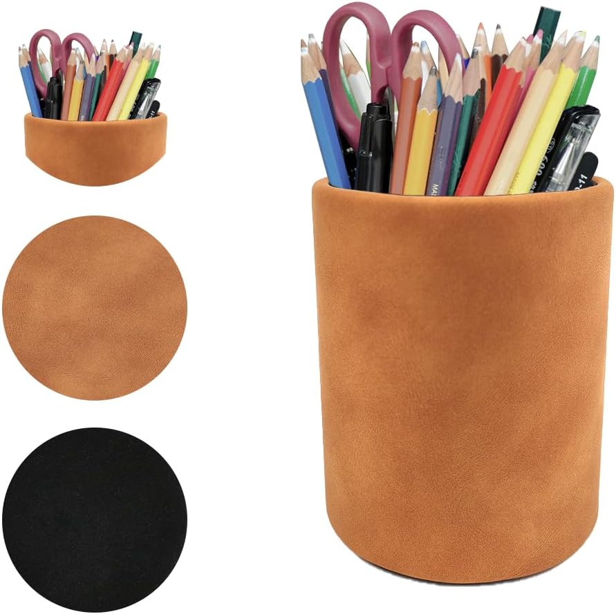 Pen Holder for Desk Pencil Organizer Cute Cup Holders Aesthetic (Black, 3.94" x3.15" x3.15")