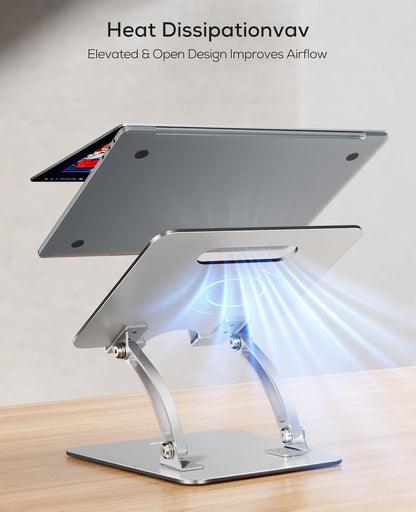 Nulaxy Ergonomic Adjustable Laptop Stand for Desk, Dual Foldable Computer Riser with Advanced Heat-Vent, Heavy-Duty Portable Notebook Holder for Posture Correction, Compatible with Mac 10-17" Laptops