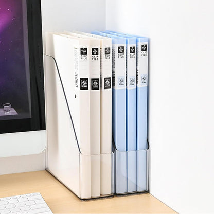 2-Pack Clear Acrylic Vertical Magazine File Holders – Desktop Organizer for Books, Documents, Binders, Envelopes, Includes 3 Bonus Silicone Bookmarks