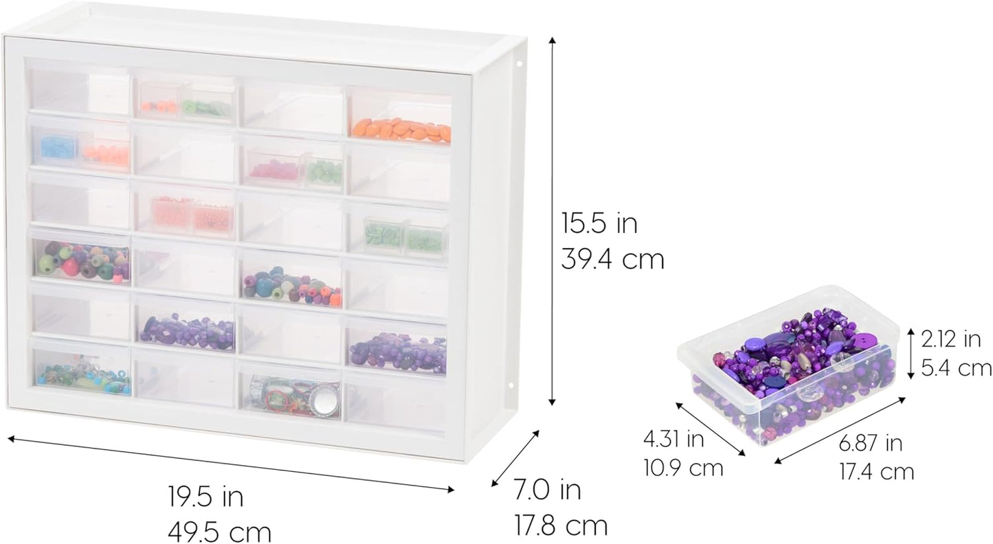 IRIS USA Small Parts Storage Cabinet, Made in USA, 64-Drawer Organizer Chest for Hardware, Screws, Nuts & Bolts, Charms, Beads, Craft Supplies, Scrapbook & Hobby Storage, Teacher Toolbox – White
