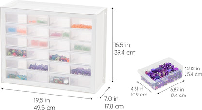 IRIS USA Small Parts Storage Cabinet, Made in USA, 64-Drawer Organizer Chest for Hardware, Screws, Nuts & Bolts, Charms, Beads, Craft Supplies, Scrapbook & Hobby Storage, Teacher Toolbox – White