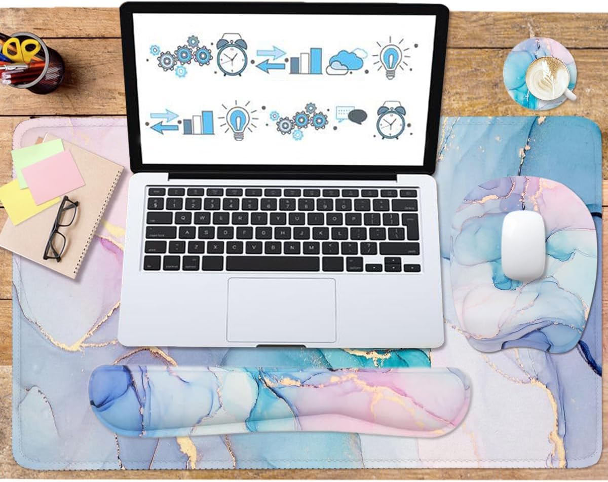Memory Foam Set Wrist Rest Pad & Mouse Wrist Rest Support,Ergonomic Design for Office,Home,Laptop,Desktop Computer,Gaming Keyboard - Pink