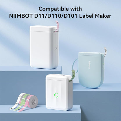 NIIMBOT White Cable Label Maker Tape for D11/D110/D101 Label Maker, 12.5 x 109 mm (0.49'' x 4.29''), 3 Rolls, Thermal Label for Home Office Labeling Tape Replacement