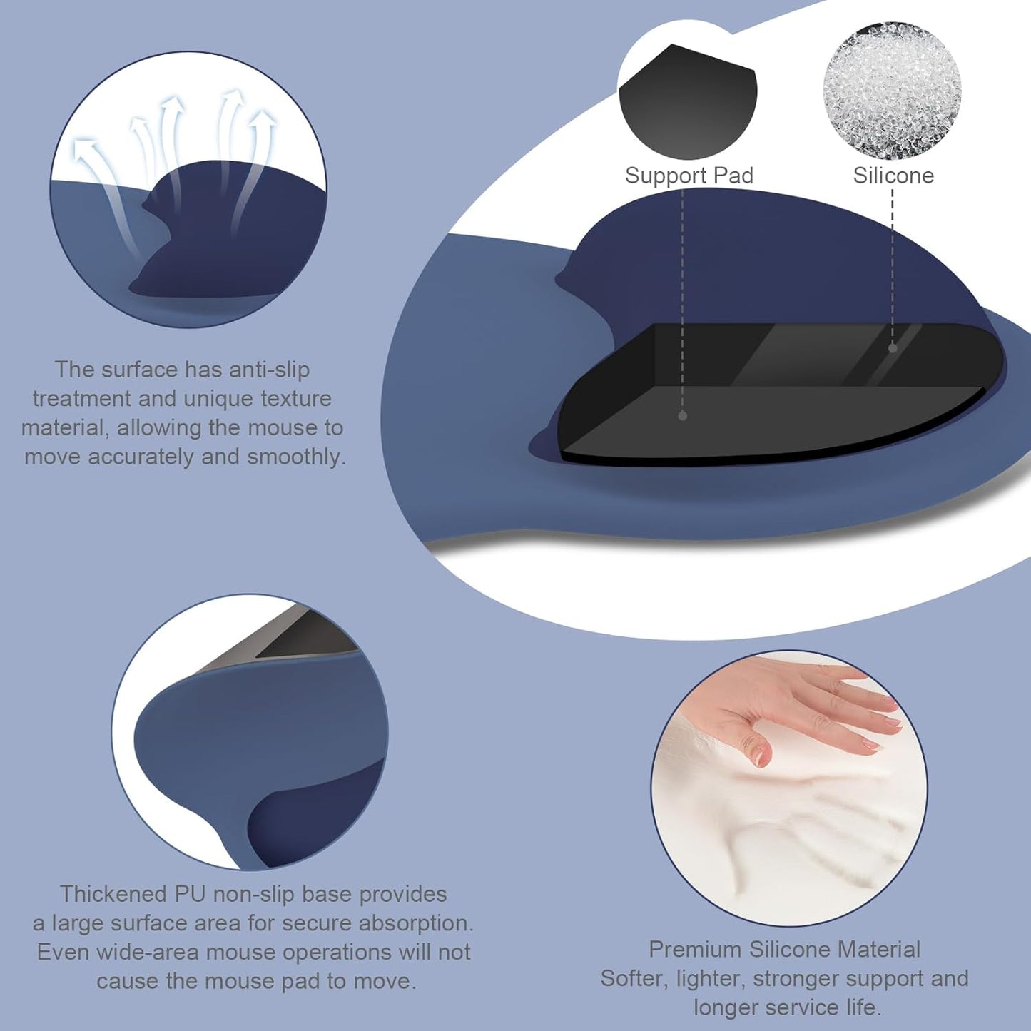 MOSISO Wrist Rest Support for Mouse Pad&Keyboard Set, Circle Curved Ergonomic Mousepad&Coaster Non-Slip Base Home/Office Pain Relief&Easy Typing Pad with Soft Cloth&Silicone Lining, Antique Green