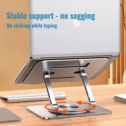 Laptop Stand for Desk, Adjustable Height & Angle Portable Aluminum Laptop Riser & Monitor Stand with 360° Swivel, Foldable Ergonomic Computer Stand for 10-17 Inch Laptops (MacBook/Dell/HP), Silver.