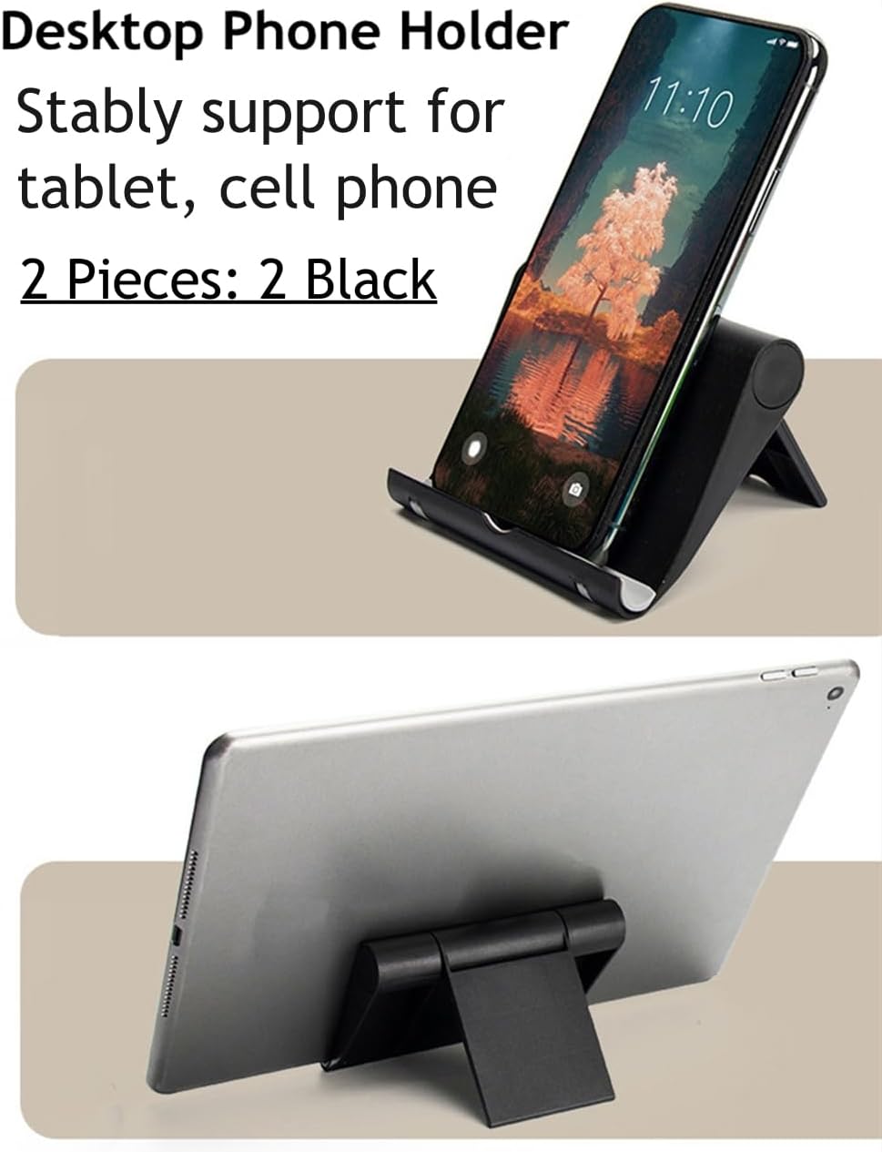 Adjustable Foldable Cell Phone Stand for Desk, Compatible with Most Smartphones and Tablets, Fits Devices up to 10 Pounds