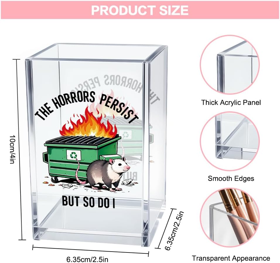 Everything is Figureoutable Acrylic Cosmetic Pencil Pen Holder Cup, Emotional Dumpster Fire Pencil Pen Holder Cup, Therapy Gifts, Mental Health Gifts for Women Colleague Boss Teacher