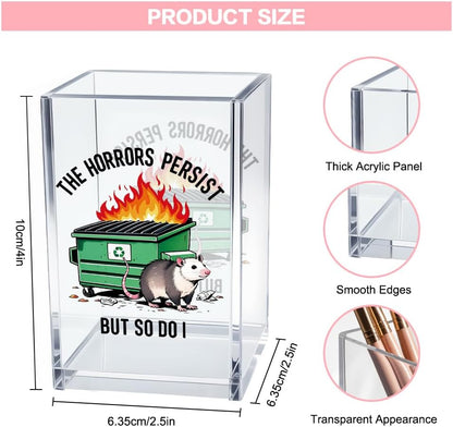 Everything is Figureoutable Acrylic Cosmetic Pencil Pen Holder Cup, Emotional Dumpster Fire Pencil Pen Holder Cup, Therapy Gifts, Mental Health Gifts for Women Colleague Boss Teacher