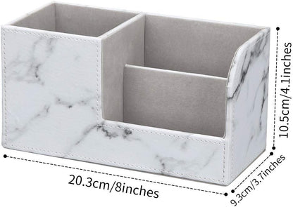 KINGFOM Desk Organizer Office Supplies Caddy Pu Leather Multi-function Storage Box Pen/Pencil,Cell phone, Business Name Cards Remote Control Holder with Small Drawer Black