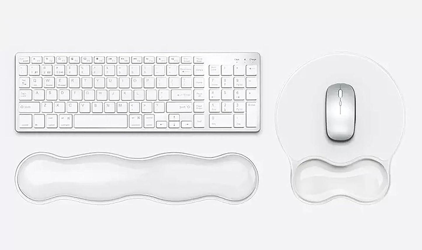 Mouse Pad with Wrist Rest, Soft Cloud Gel Keyboard Mouse Pad Set with Hand Wrist Support, Cute Non Slip Office Desk Accessories for Comfort/Pain Relief/PC Gaming/Computer/Laptop, (Clear Cloud)