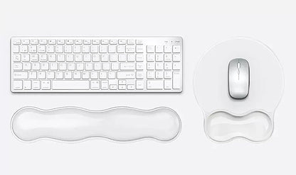Mouse Pad with Wrist Rest, Soft Cloud Gel Keyboard Mouse Pad Set with Hand Wrist Support, Cute Non Slip Office Desk Accessories for Comfort/Pain Relief/PC Gaming/Computer/Laptop, (Clear Cloud)