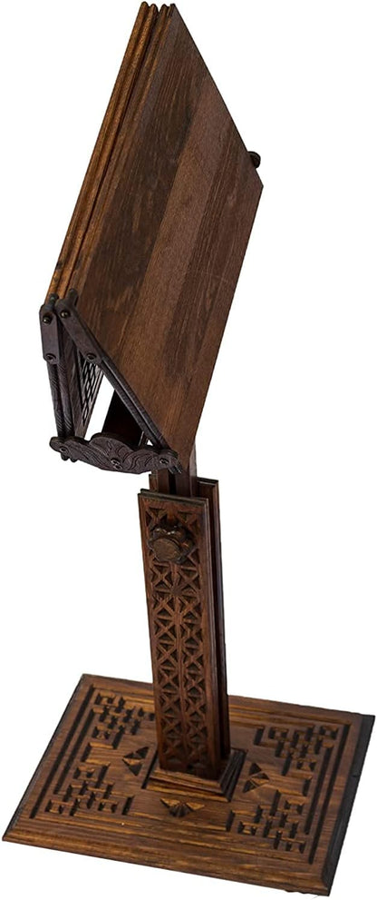 Prayer Book Holder Stand Ramadan Gift Rihal Rehal Wooden Carved Gift (Adjustable White)
