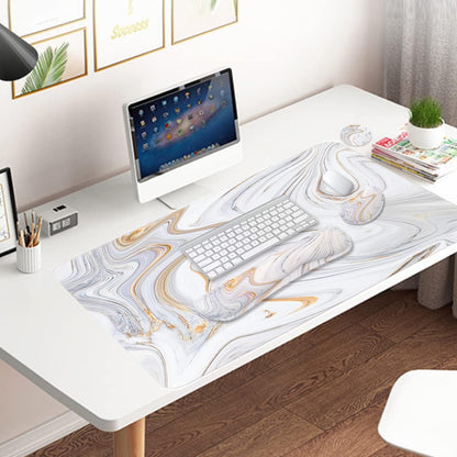 4-in-1 Large Mouse Pad, Keyboard Wrist Rest Pad & Wrist Support Mousepad Set, Extended Desk Pad Waterproof Desk Mat for Home Office Study Game