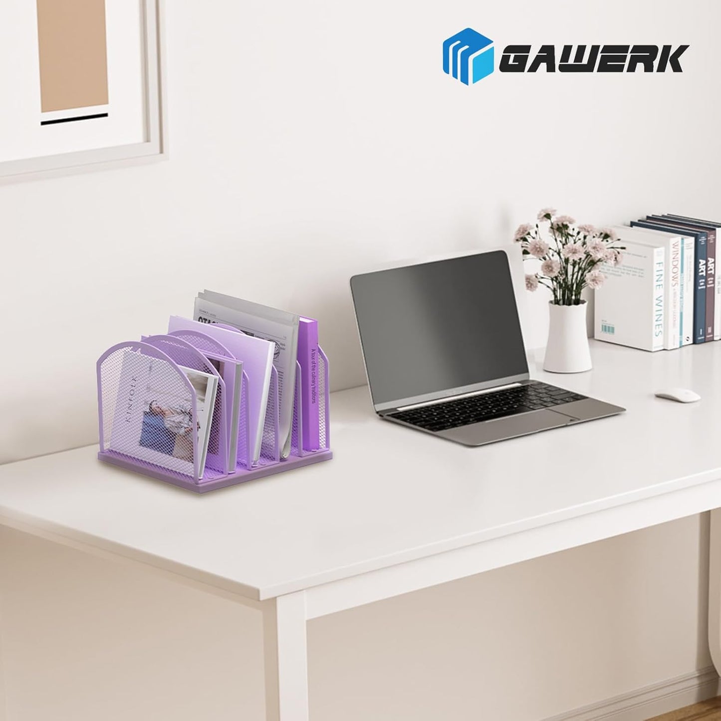 Gawerk 5-Section Vertical Desktop Organizer, 5-Section Mesh File Folder Stand Sorter for Office Home Classroom Organization (1, Black)