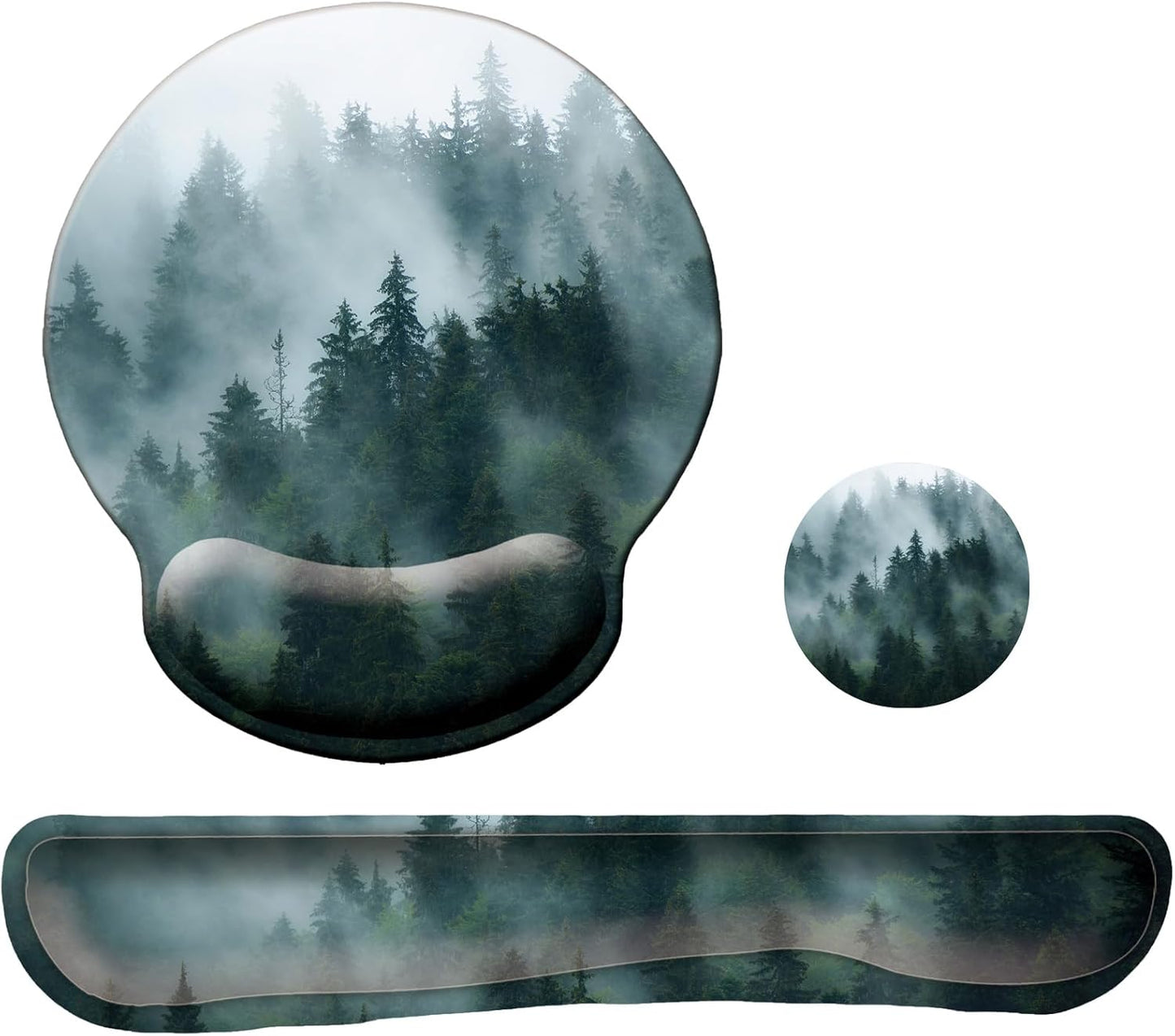 Keyboard Wrist Rest Pad Mouse Pad with Wrist Support Set of 3, Mousepad with Non-Slip Rubber Base, Ergonomic Memory Foam Mouse Wrist Cushion Support for Home Office Laptop Computer, Flower Black