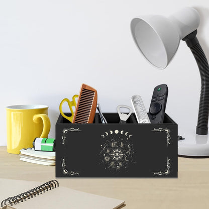 Gothic Office Decor Black Wooden Pen Pencil Holder for Desk Accessories, Dark Gothic Witchy Aesthetic Wood Makeup Brush Toothbrush Holder Organizer for Vanity Bathroom