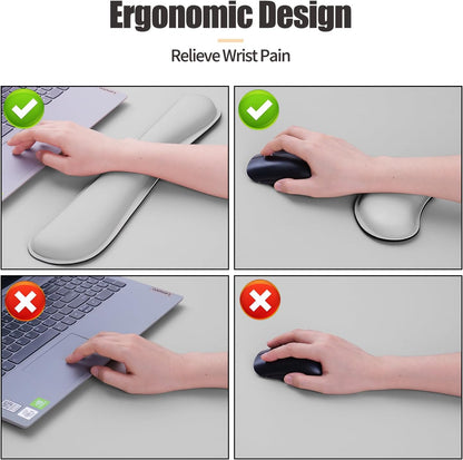 Bloss Leather Desk Pad and Keyboard Wrist Rest, Large Mouse Pad + Keyboard Pad+Mouse Wrist Support, Non-Slip Desk Mat Protector for Office, Home(31.5×15.7 Inches,Beige)