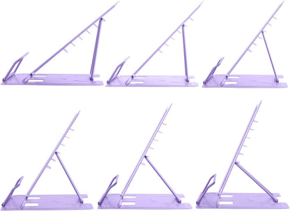Honagu Metal Desk Book Holder, Hands Free Adjustable Cookbook & Document Holder, Portable Bookstand for Music Books, Textbooks, Recipes, Tablets & iPads (Purple)