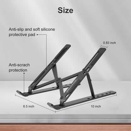 Ergonomic and Foldable Laptop Stand for Desk, Adjustable Riser, Fits All Laptops and Notebooks up to 17,Ultra-Thin,Ventilated Cooling,ABS+Silicone,Silver.