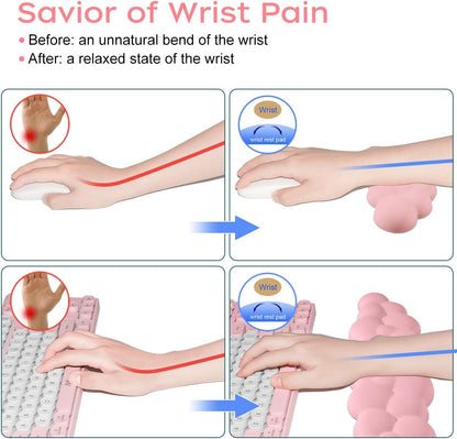 JIKIOU Upgrade Leather Cloud Keyboard Wrist Rest, Cloud Wrist Rest with Non-Slip PU Base, Comfortable Memory Foam Wrist Rest for Computer Laptop Mac Gaming Office and Pain Relief Christmas Wish Gift