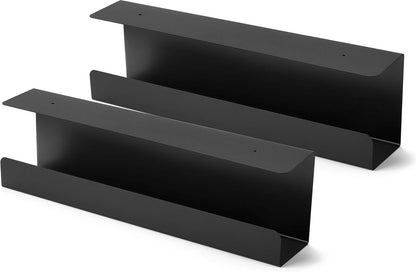 ZhiYo 16.5 Inch Sturdy Under Desk Cable Management Tray, Metal Cable Tray Under Desk, Black Table Management Basket, Wire Hider 1 Pack
