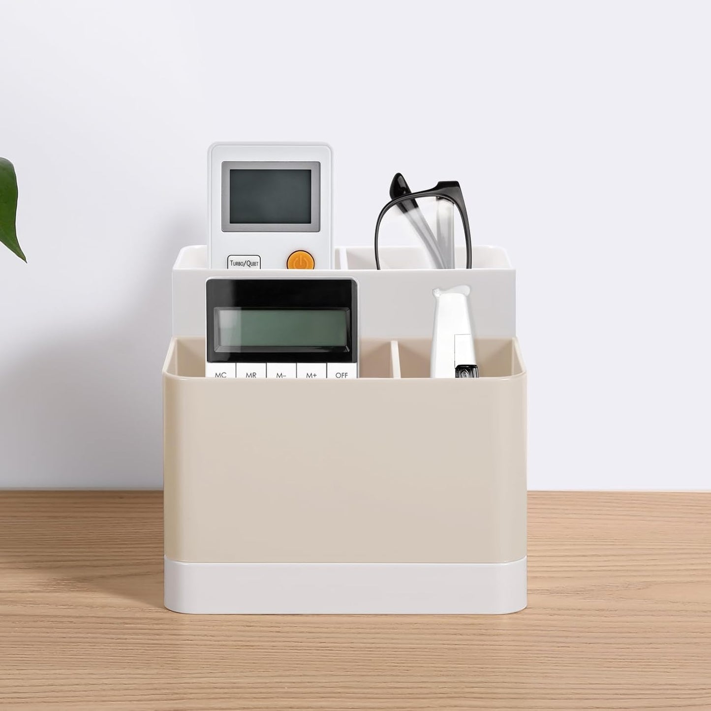 Poeland Desktop Storage Organizer, Pen and Pencil Cases Boxes, Pen or Pencil Holder Box Container for Desk, Office Supplies, Vanity Table Tan