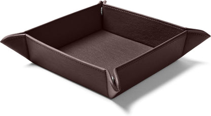 Leatherology Black Onyx Rectangle Valet Tray – Travel-Friendly Catchall Organizer with Snap Corners, Stitched Edge Detail & Gift Box – Desk Tray for Keys, Wallet, Watch & Accessories