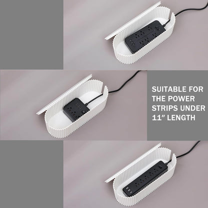 White Cable Management Box, Plastic Cable Box Organizer with Lid for Wire, Power Strip, Surge Protector, Extension Cords Hider Cover Under Home Office Desk and Floor (Large)