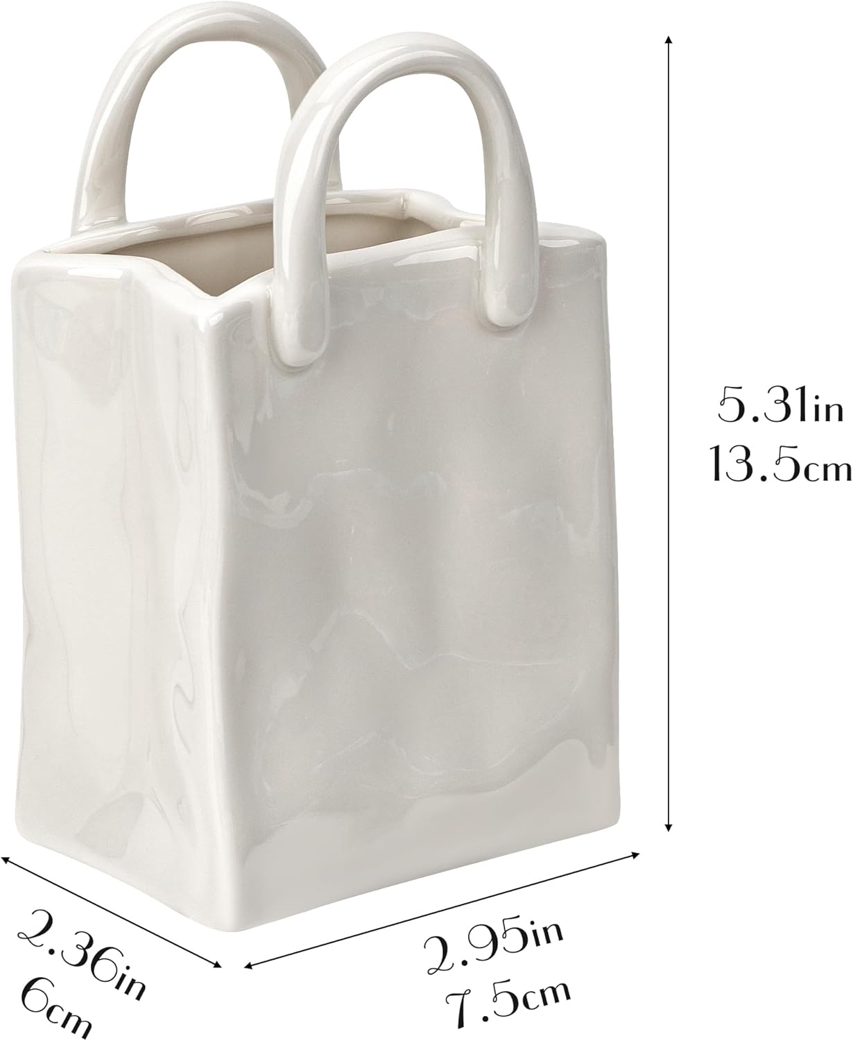 Vintage Handbag Ceramic Pencil Holder, White Pen Cup Desk Organizer, Cute Aesthetic Ceramic Brush Holder, 1 Pack