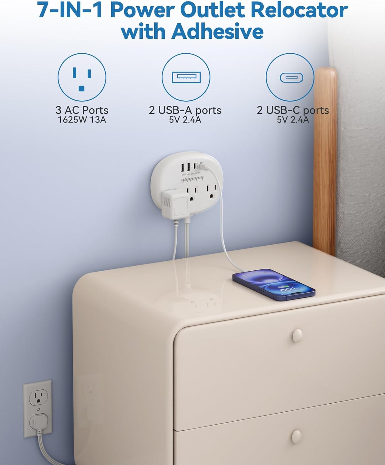 Pink Extension Cord with Surge Protected 1080J - 5 FT Kawaii Power Strip, 1625W Cute Extension Cord with 3 AC Outlet 4 USB (24W/4.8A), Compact for Cute Pink Kawaii Desk Home Essentials