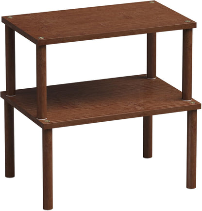 VERTORGAN Cabinet Organizer Shelf(Set of 2),Kitchen Counter Shelves,Bamboo Stackable Expandable Spice Rack Countertop(Medium)
